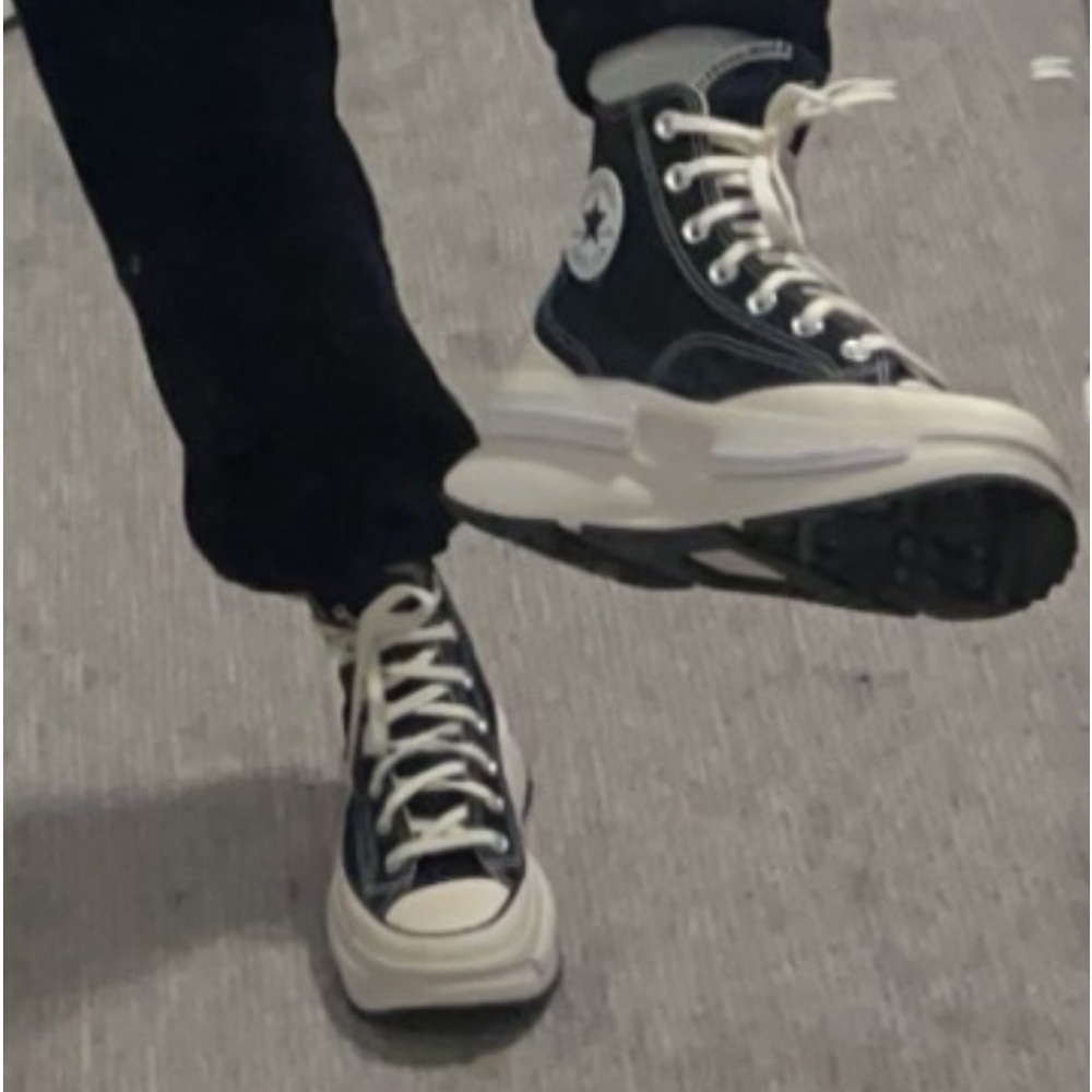 Black and white platform converse